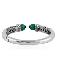 American West Jewelry Sterling Silver Malachite Gemstone Hinged Cuff Bracelet Size Medium