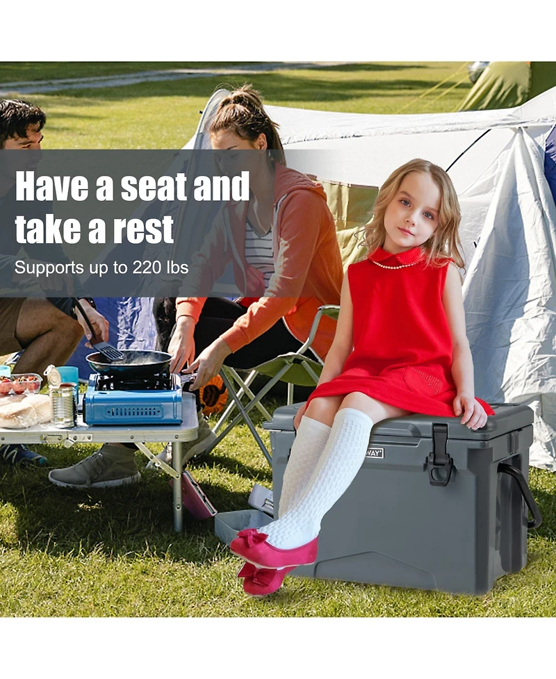 Slickblue 25 Qt Hard Cooler with Aluminum Handle and Integrated Cup Holders