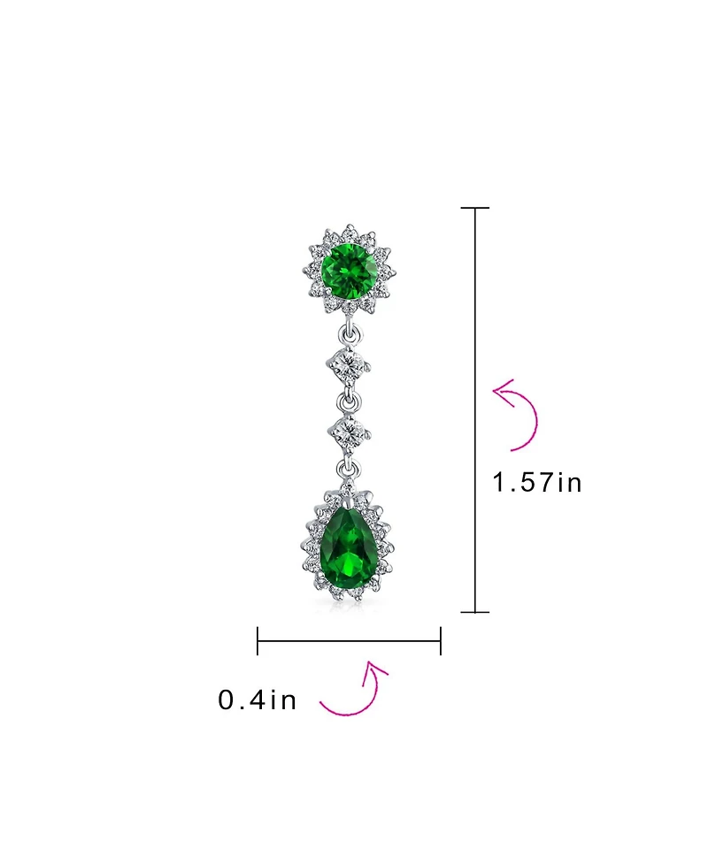 Bling Jewelry Statement Teardrop Pave Crown Halo Cubic Zirconia Cz Dangle Chandelier Clip On Earrings Non-Pierced