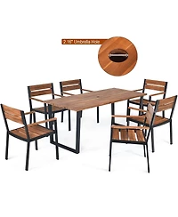 Slickblue Patented 7 Pieces Patented Outdoor Patio Dining Table Set with Hole