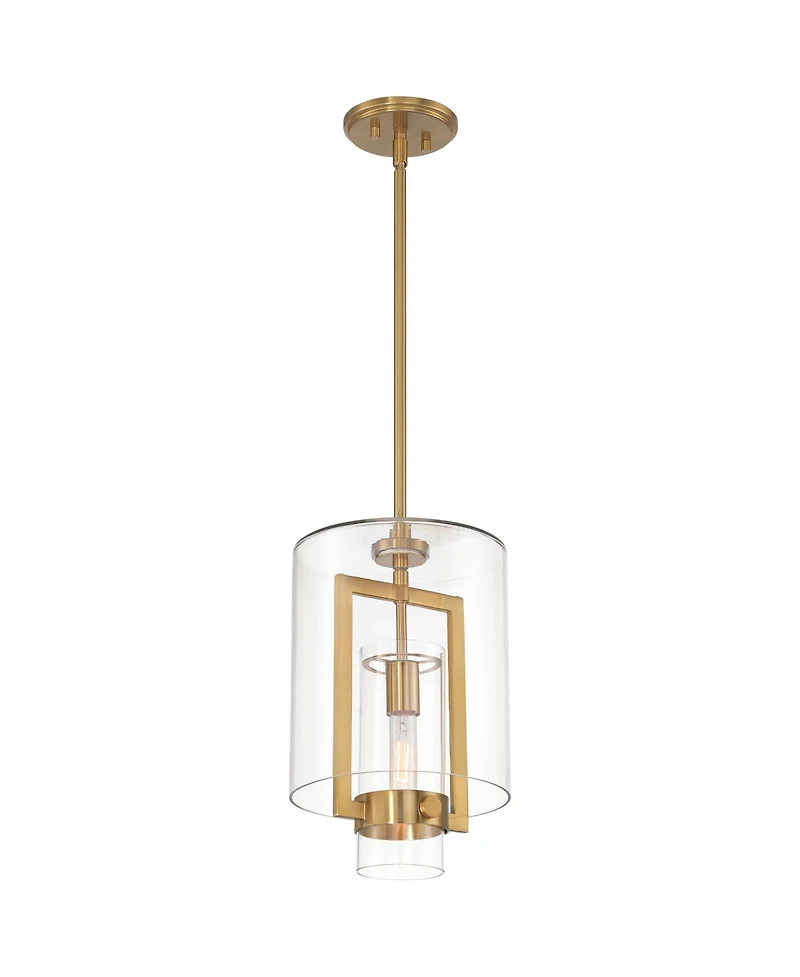 Possini Euro Design Camden Warm Brass Gold Mini Pendant 10" Wide Modern Clear Glass Fixture for Dining Room House Kitchen Island