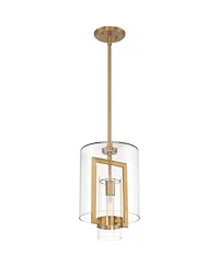 Possini Euro Design Camden Warm Brass Gold Mini Pendant 10" Wide Modern Clear Glass Fixture for Dining Room House Kitchen Island