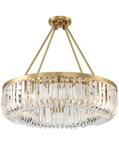 Possini Euro Design Jenna Modern Glam Ceiling Light Semi Flush-Mount Fixture 28" Soft Gold Metal 8-Light Clear Glass Shade for Bedroom Kitchen Living