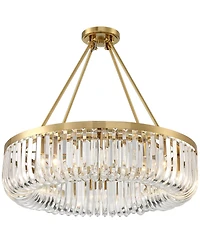 Possini Euro Design Jenna Modern Glam Ceiling Light Semi Flush-Mount Fixture 28" Soft Gold Metal 8-Light Clear Glass Shade for Bedroom Kitchen Living