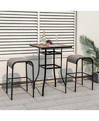 Set of 2/4 Patio Metal Bar Stools with Curved Fabric Seat-Set of 4