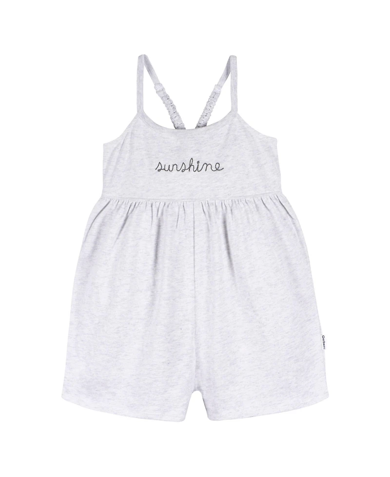 Gerber Baby Girls Sleeveless Romper Jumpsuit, 2 Pack