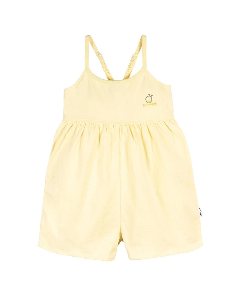 Gerber Baby Girls Baby Baby Sleeveless Romper Jumpsuit, 2 Pack