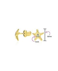 Bling Jewelry Petite Tiny Nautical Dolphin Green Turtle Yellow 14K Gold Stud Earrings Secure Screw back