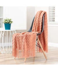 Chanasya Premium Rust Brown Throw Blanket With Tassels