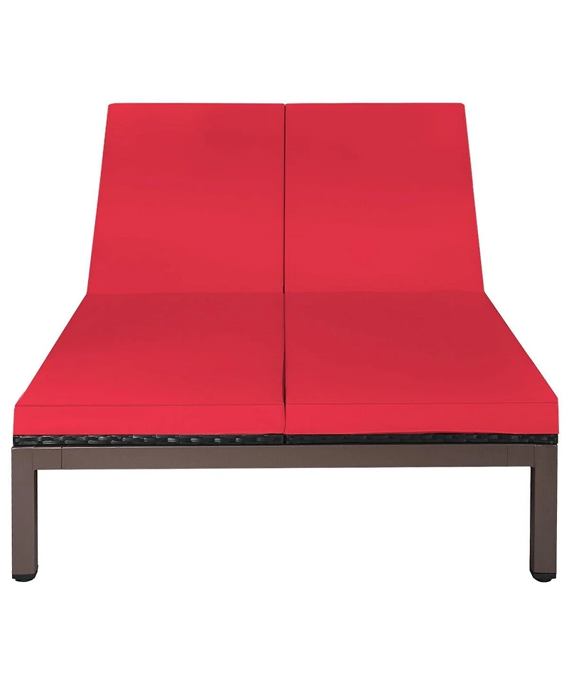 2-Person Patio Rattan Lounge Chair with Adjustable Backrest and Cushions