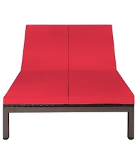 2-Person Patio Rattan Lounge Chair with Adjustable Backrest and Cushions