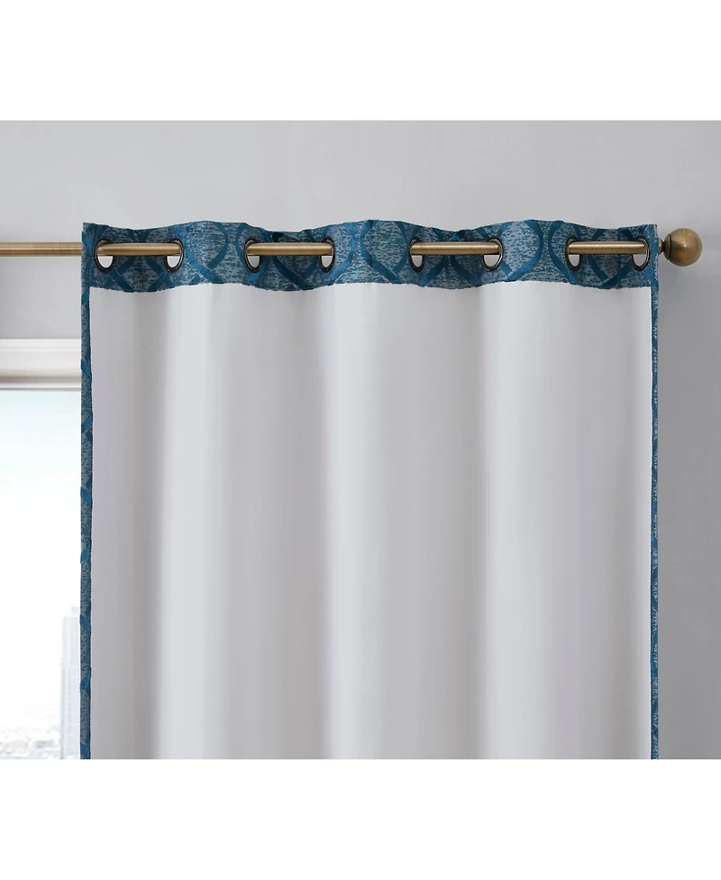 Hlc.me Versailles Lattice Flocked 100% Complete Blackout Thermal Insulated Window Curtain Grommet Panels, Energy Savings & Soundproof
