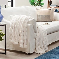 Chanasya Premium Ruched Faux Fur Throw Blanket - Luxurious