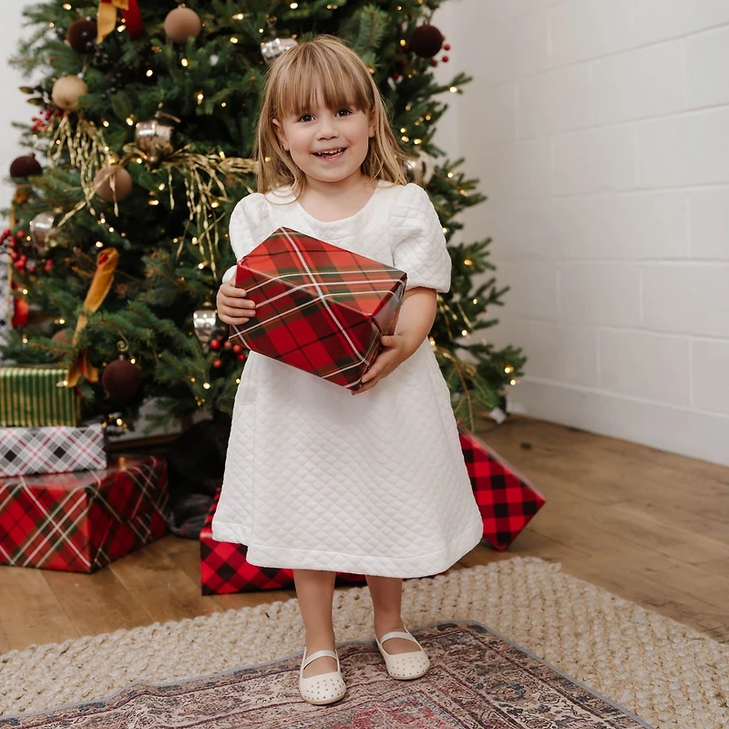 Hope & Henry Big Girls Quilted Puff Sleeve Dress