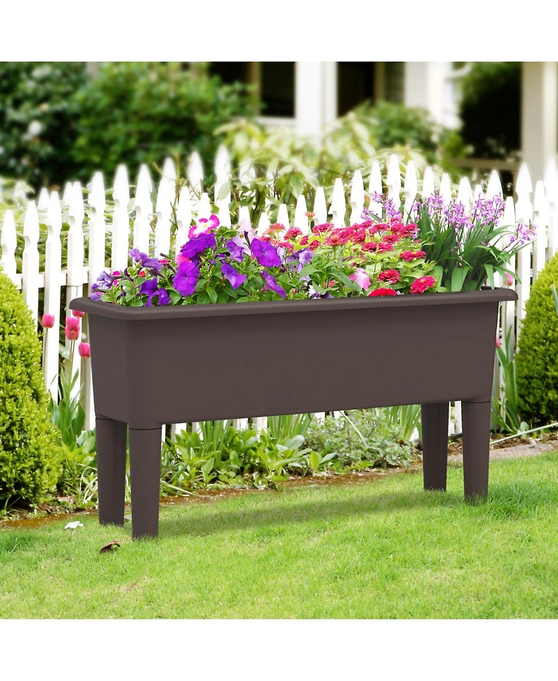 Slickblue 2 Pieces Raised Garden Beds Self-Watering Planter Box with Detachable Legs and Drainage Hole
