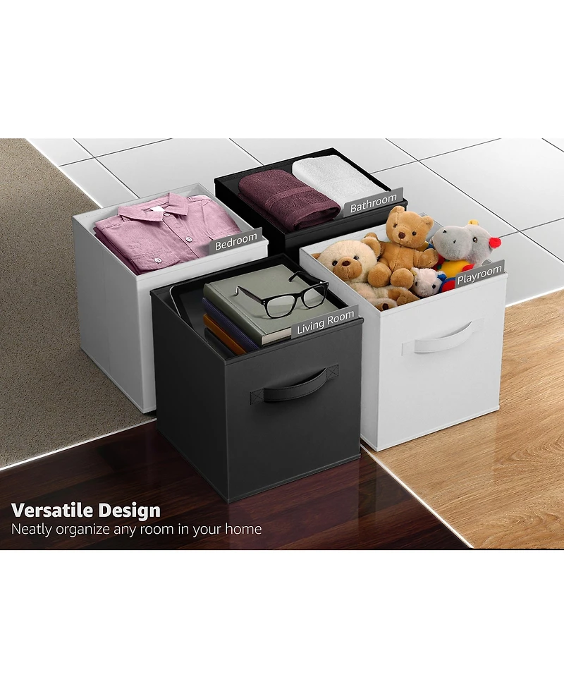 Sorbus 6 Pack 13 Inch Foldable Storage Cubes with Handles- for Organizing Home, Shelves, Nursery, Playroom