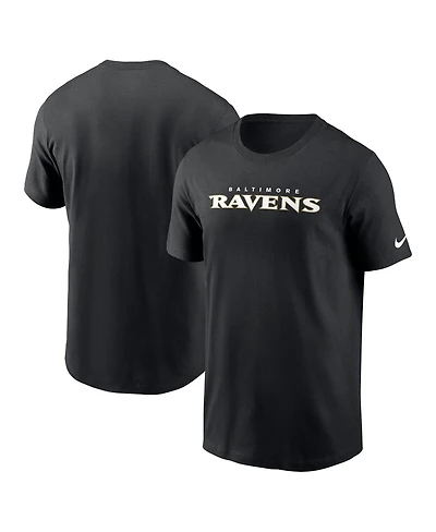 Nike Men's Black Baltimore Ravens Primetime Wordmark Essential T-Shirt