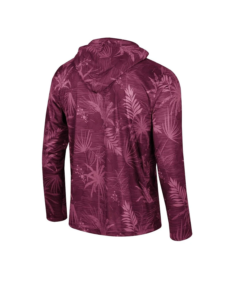 Colosseum Men's Maroon Virginia Tech Hokies Palms Printed Lightweight Quarter-Zip Hooded Top