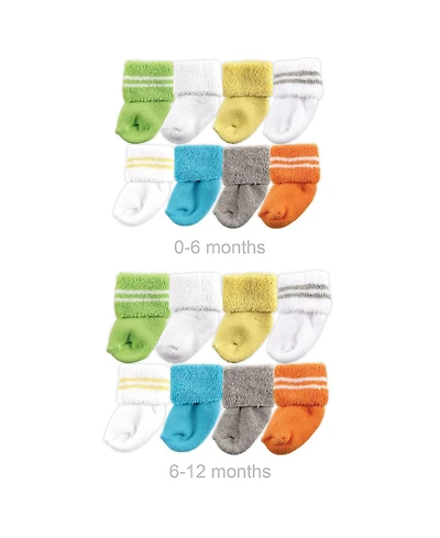 Luvable Friends Baby Boys Unisex Grow with Me Terry Cotton Socks