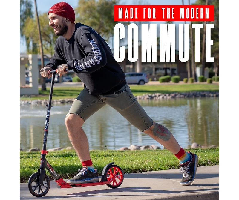 Folding Kick Scooter for Adults and Teens – Lightweight Durable Frame Adjustable Handlebar Big 200mm Wheels 220lbs C