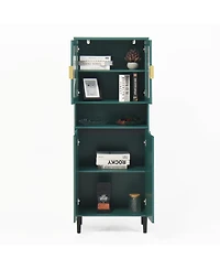 Streamdale Tall Storage Cabinet with Glass Display & Gold Handles