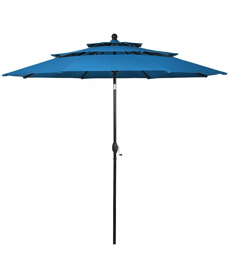 10ft 3 Tier Patio Umbrella Aluminum Sunshade Shelter Double Vented without Base