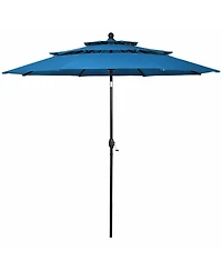 10ft 3 Tier Patio Umbrella Aluminum Sunshade Shelter Double Vented without Base