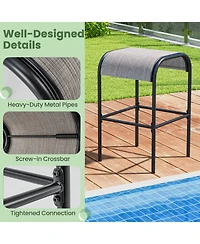 Slickblue Set of 2/4 Patio Metal Bar Stools with Curved Fabric Seat-Set of 2