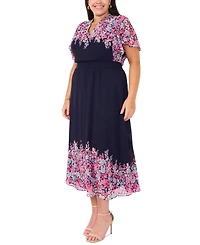 Msk Plus Flutter-Sleeve V-Neck Maxi Dress