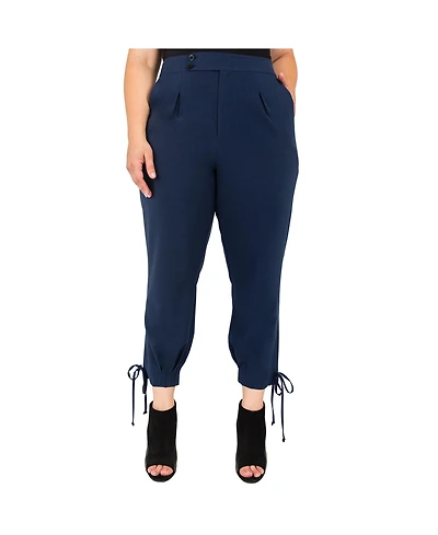 Standards & Practices Plus Size High Waisted Ankle Tie Cuff Trousers