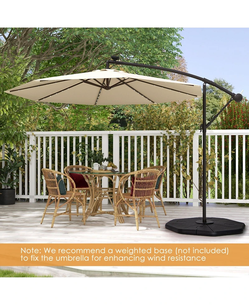 Solar Offset Hanging Umbrella with 40 Lamp Beads and Panel
