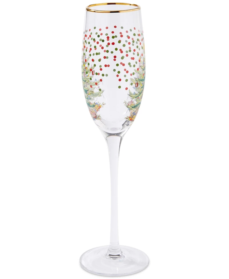 Spode Christmas Tree Polka Dot Champagne Flutes, Set of 4