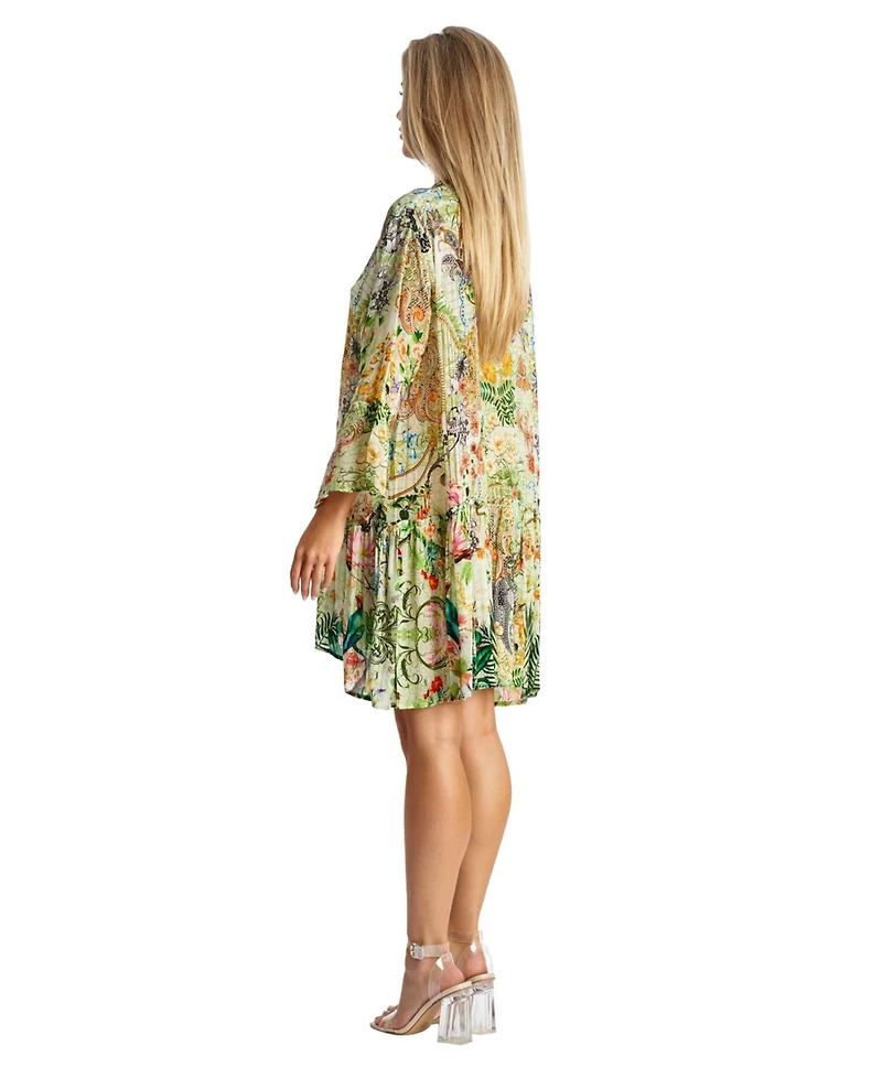 La Moda Clothing Women's Printed Pleated Short Dress