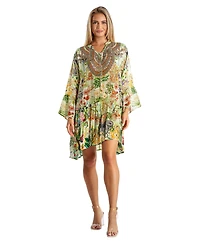 La Moda Clothing Women's Printed Pleated Short Dress