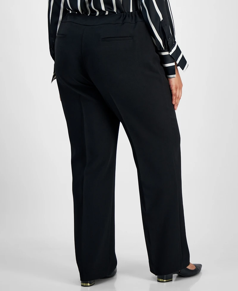 Kasper Plus High-Rise Straight-Leg Pants