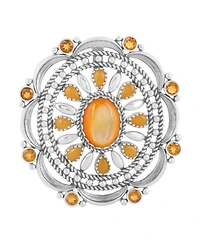 American West Jewelry Sterling Silver Yellow Mother of Pearl, Yellow Jasper and Citrine Gemstone Statement Pendant Enhancer