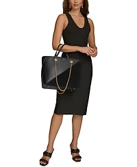 Donna Karan New York Setauket Leather & Suede Tote with Chain Strap