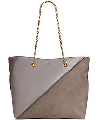 Donna Karan New York Setauket Leather & Suede Tote with Chain Strap