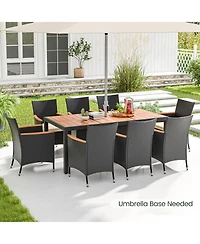 Slickblue 9 Pieces Outdoor Dining Set with Acacia Wood Tabletop