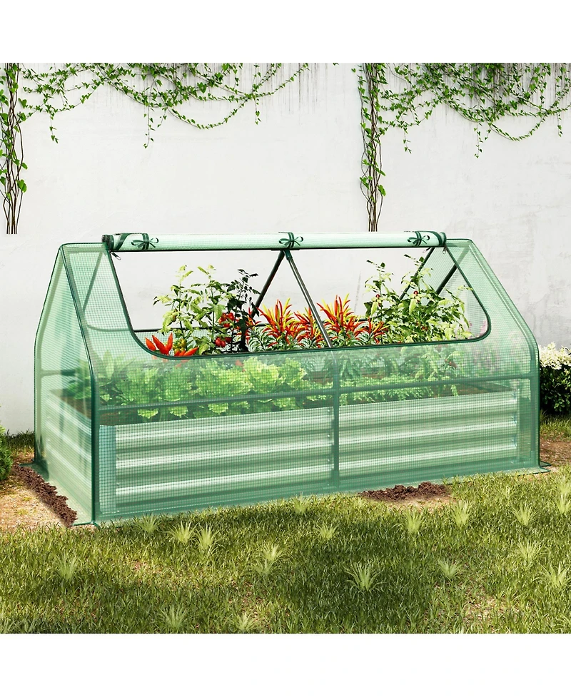 Slickblue Galvanized Raised Garden Bed with Greenhouse