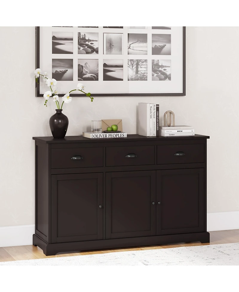 Slickblue 3 Drawers Sideboard Buffet Storage with Adjustable Shelves