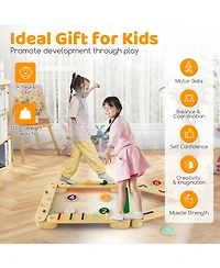 Slickblue Montessori Balance Beam Set Wooden Balance Boards with Stepping Stones