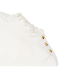 Hope & Henry Girls Organic Long Sleeve Mock Neck Sweater with Gold Buttons