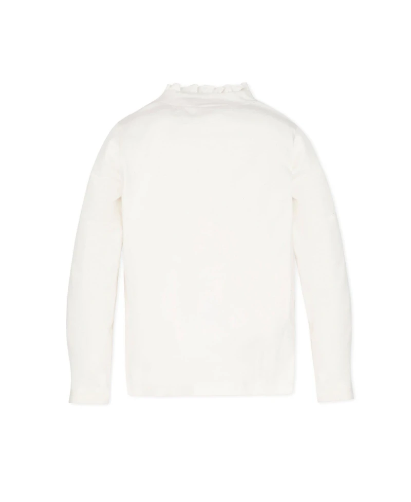 Hope & Henry Girls Organic Long Sleeve Mock Neck Sweater with Gold Buttons