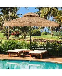 Slickblue 10 Feet Hawaiian Style Solar Lighted Thatched Tiki Patio Umbrella