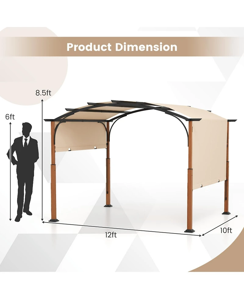 Slickblue Outdoor Retractable Pergola with Canopy for Patio