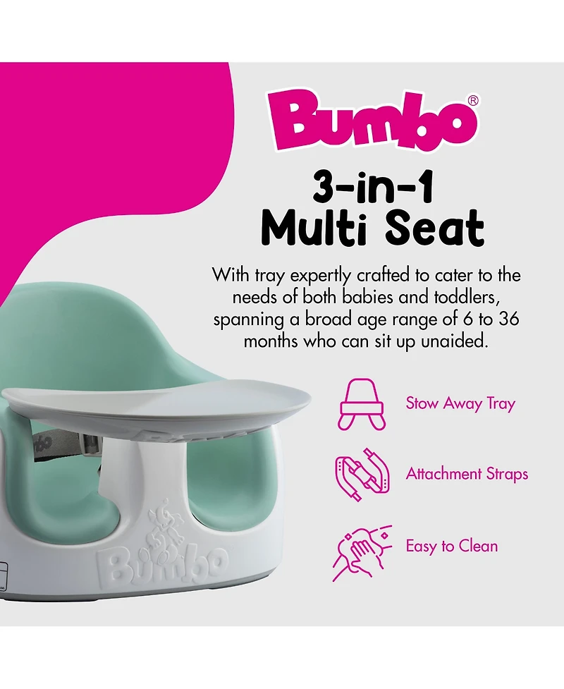 Bumbo Baby Toddler Adjustable 3-in-1 Booster Seat/High Chair & Tray, Hemlock