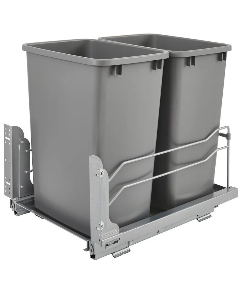 Rev-a-Shelf Double Pull Out Trash Can 35 Qt with Soft-Close, 53WC-1835SCDM-217