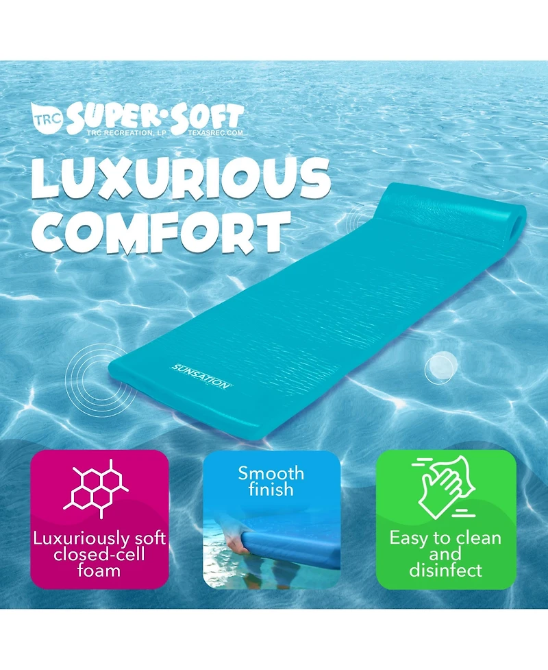 Trc Recreation Sunsation 1.75" Thick Foam Lounger Raft Pool Float, Tropical Teal