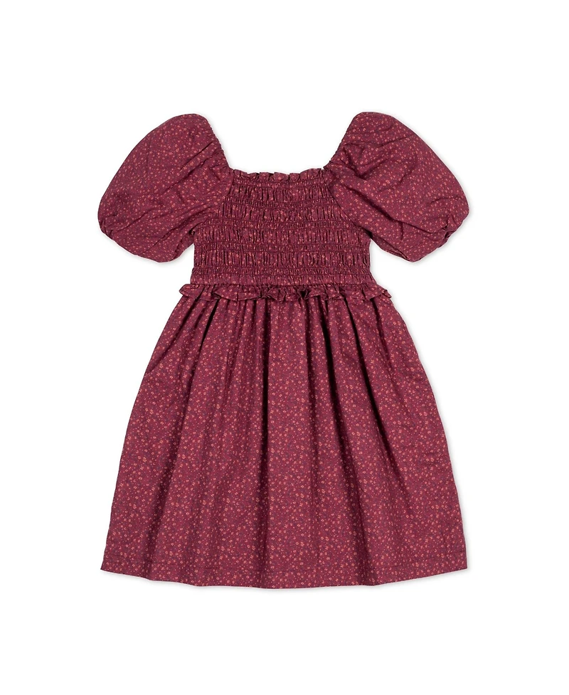 Hope & Henry Toddler Girls Organic Short Bubble Sleeve Smocked Dress